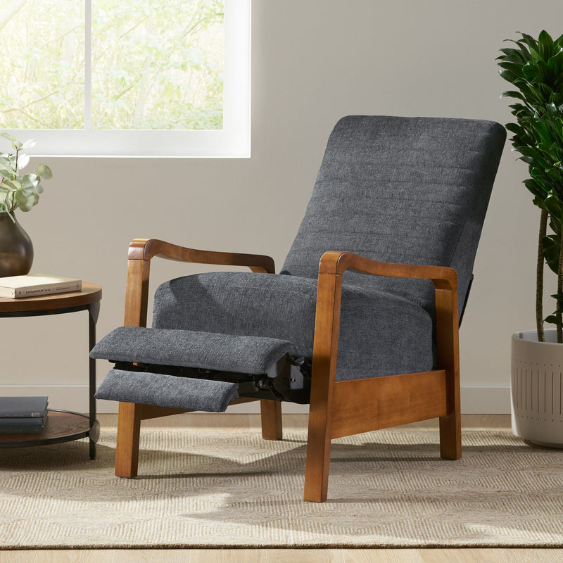 Fabric Wood Hand Manual Club Recliner