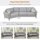 Upholstered 3 Seater Curved Sofa With Printed Pillows Chenille