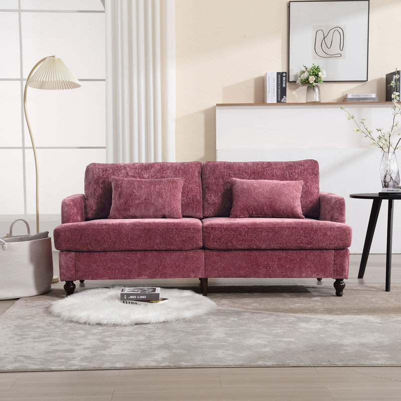 Mid Century Modern Chenille Fabric Loveseat Sofa, 2 Seat Upholstered Couch