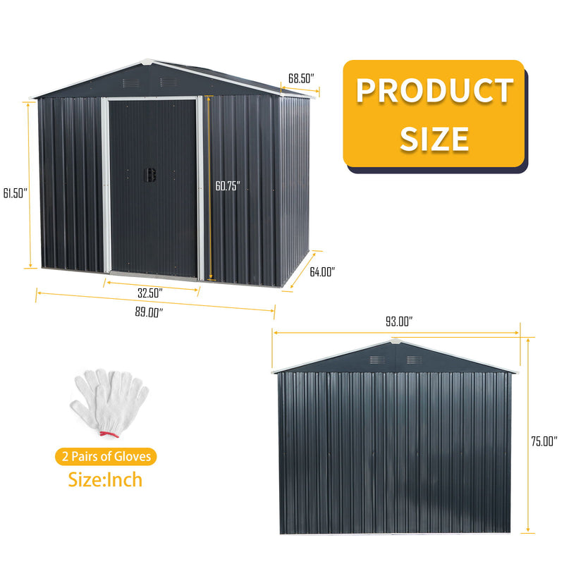 Outdoor Metal Storage Shed With Floor Base