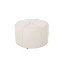 Contemporary Ottoman With Tonal Piping And Button Tuft Design