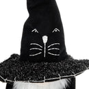 Sitting Gnome With Broomstick & Long Legs, For Halloween Decor - Black White