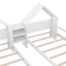 Double Platform Bed With House Shaped Headboard And Built In Nightstand