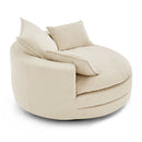 360° Swivel Accent Barrel Chair With Dual Layer Cushion And 3 Removable Pillows