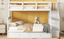 Bunk Bed With Twin Size Trundle, Storage And Guard Rail For Bedroom