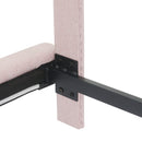 Full Size Upholstered Bed with Light Stripe, Floating Platform Bed, Linen Fabric,Pink