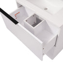 Fluted Bathroom Vanity With Ceramic Sink, Soft Close Slides