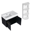 Modern Wall Mounted Bathroom Vanity With Resin Sink And Storage Rack