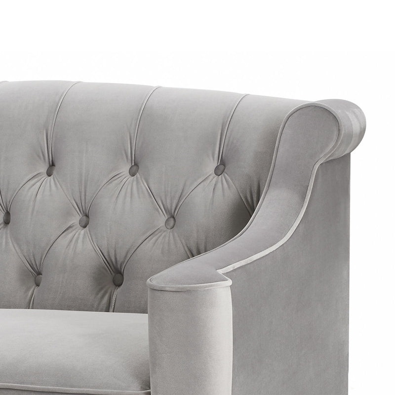 Ken - Upholstered Button Tufted Sofa - Opal Gray