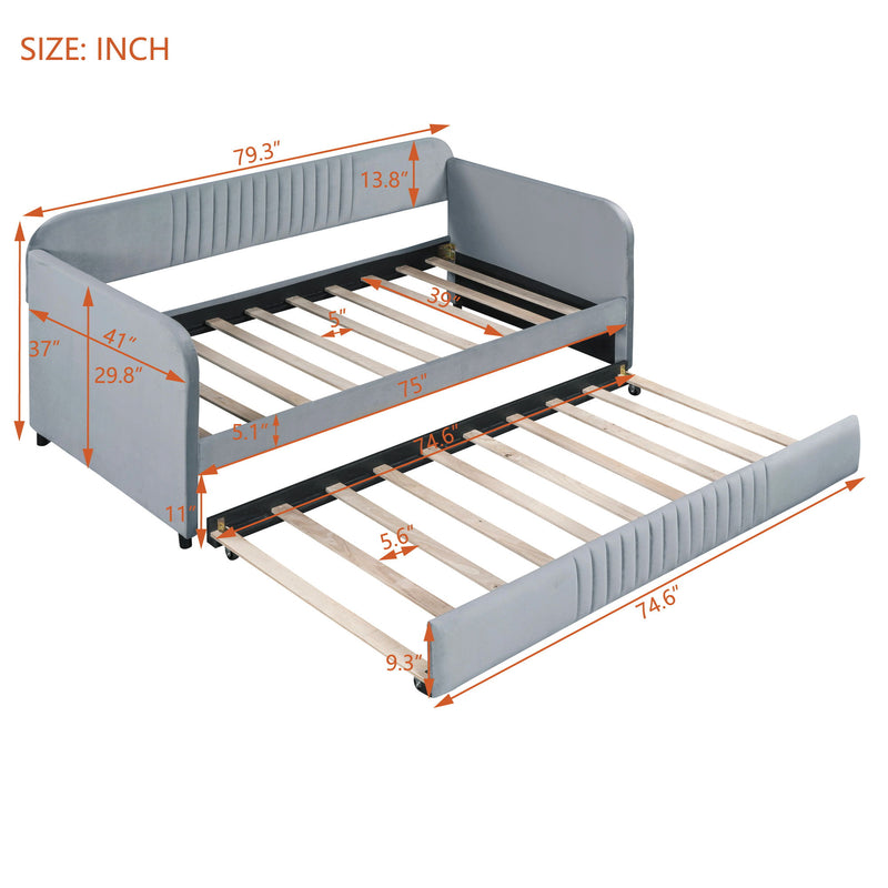 Upholstered Daybed Sofa Bed With Trundle Bed