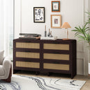 Modern Arc Shaped Corner Rattan Cabinet With 6 Drawers