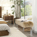 Leda - Sheepskin Fur Rectangular Accent Bench - Natural Blonde