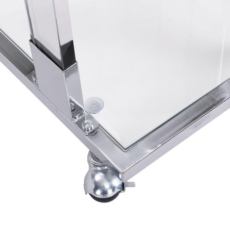 Side Table, Sofa Table, Glass Top C Shape Square Table With Metal Base For Living Room, Bedroom, Balcony Home And Office