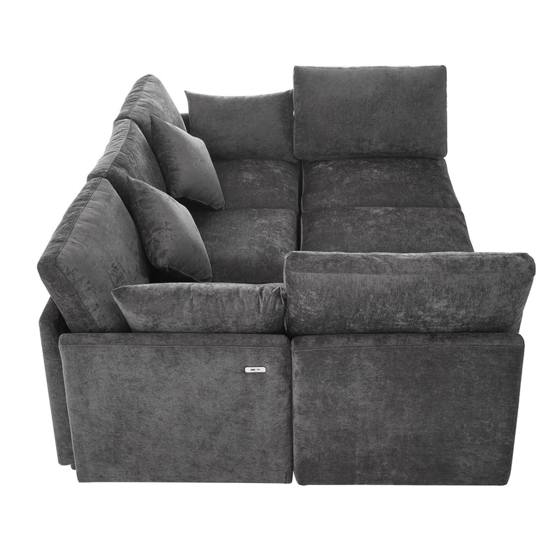 Sectional Sofa Modular Sofa U - Shaped Sofa Couch Sofa Bed L - Shaped Sofa With A Movable Ottoman And Two USB Ports For Living Room