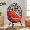 Outdoor Wicker Teardrop Chair With Cushion - Orange / Brown