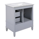 30" Bathroom Vanity With Sink, Bathroom Cabinet With A Door, 3 Drawers Legs, Adiustable Foot Pads - Gray