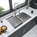 Double Bowl Drop In Sink, Stainless Steel With 50 / 50 Basins 18 Gauge - Brushed Nickel