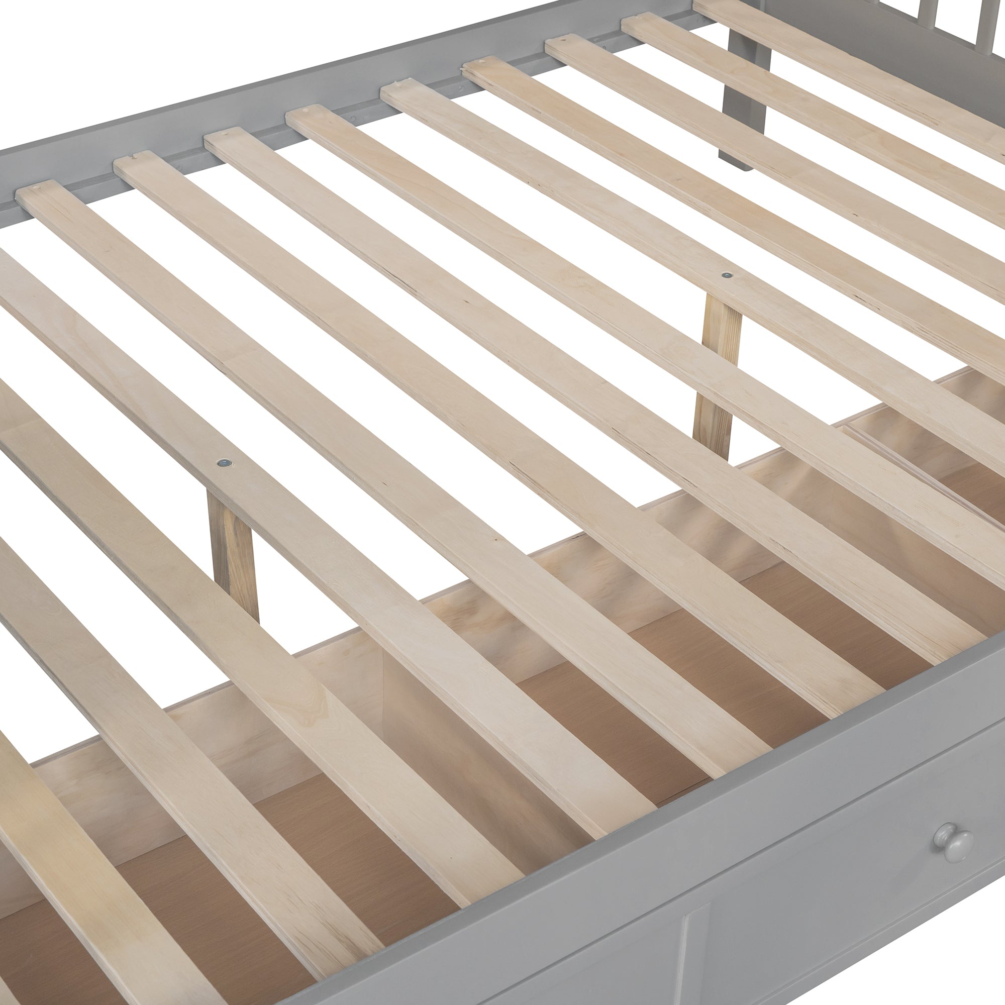 Twin over Full L-Shaped Bunk Bed With 3 Drawers, Ladder and Staircase - Gray - Atlantic Fine Furniture Melbourne FL