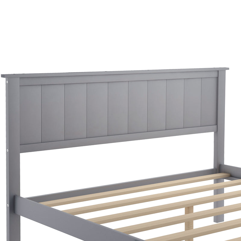 Twin Size Platform Bed with Under-bed Drawer, Gray