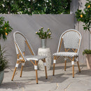 Outdoor Rattan And Aluminum French Bistro Chairs Set