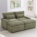 Convertible Loveseat Sofa With Storage And USB Ports - Green