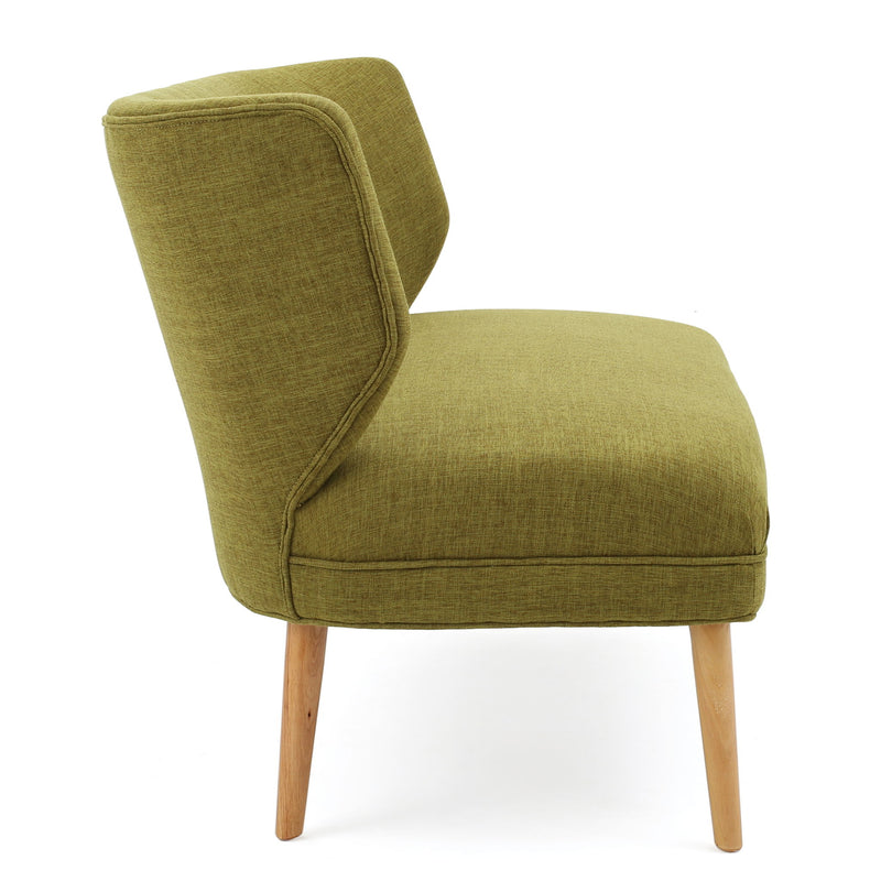 Elegant Classic Upholstered Loveseat With Curved Backrest