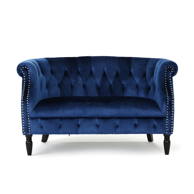 Antique Chesterfield Style Loveseat With Button Tufting