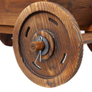 Wooden Wagon Planter Box Mobile Garden Planter With Wheels Handle Drain Hole Wood - Brown