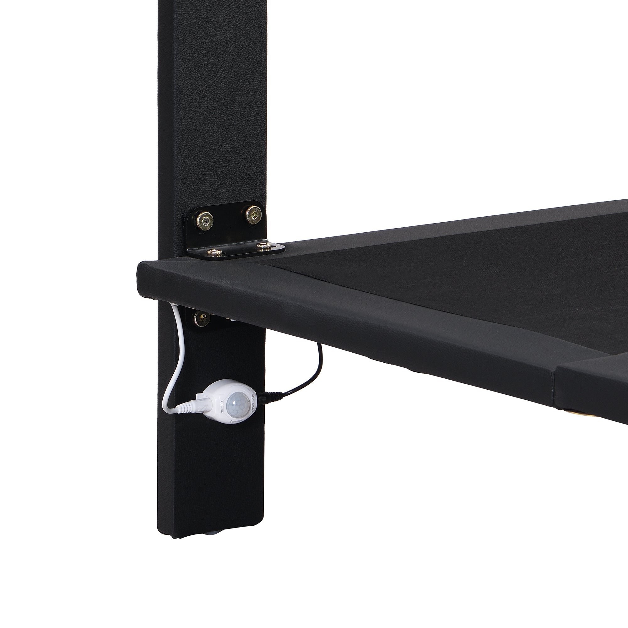 Queen Size Floating Bed Frame with Motion Activated Night Lights,Modern PU Upholstered Button Tufted Platform Bed Frame,Black - Atlantic Fine Furniture Melbourne FL