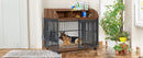 Heavy Duty Dog Crate Furniture For Medium Dog With Lockable Wheels, Wooden Dog Crate Dog Kennel, End Table Crate With Double Layer Storage
