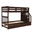 Stairway Bunk Bed With Storage And Guard Rail For Bedroom