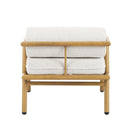 La Fiora - Outdoor Patio Iron Club Chair (Set of 2) - Off White / Teak