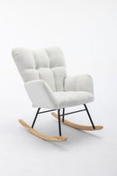 Teddy Fabric Rocking Gilder Nursery Chair For Living Room Indoor - Ivory