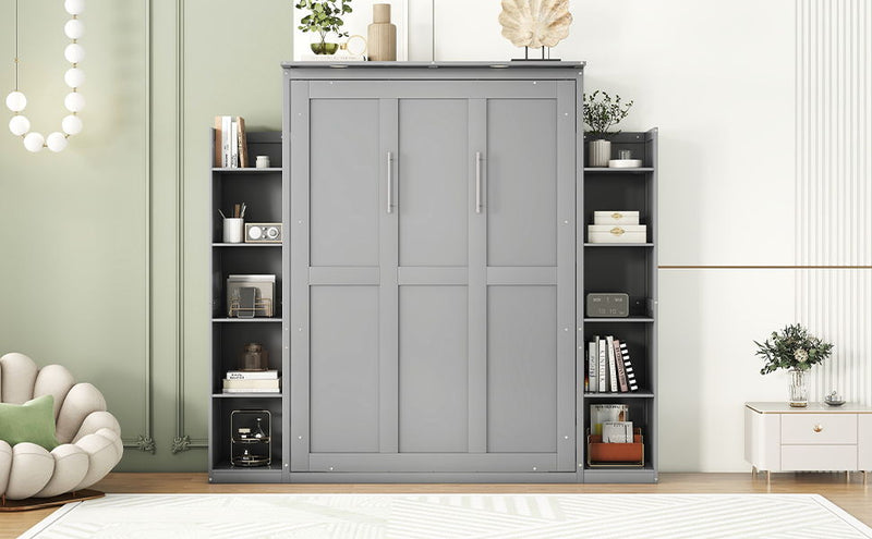 Wall Murphy Bed With Shelves And LED Lights