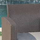 Outdoor Faux Wicker Rattan Style Chat Set With Water Resistant Cushions, 5 Pieces Set - Brown / Mix Beige