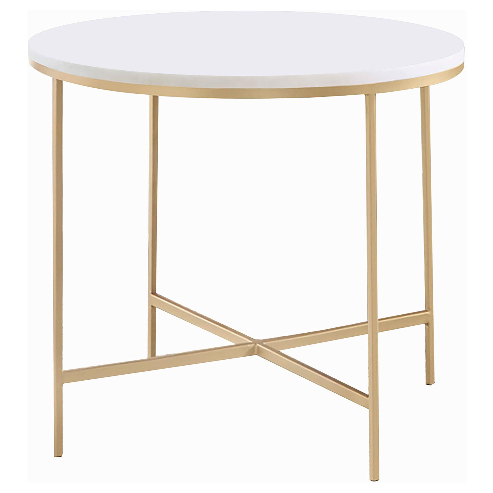 Ellison 2-piece Round Marble Coffee and End Table Set White - Atlantic Fine Furniture Melbourne FL