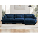 Modern Sectional Sofa With Ottoman, Round Bolster Armrests, Waist And Throw Pillows