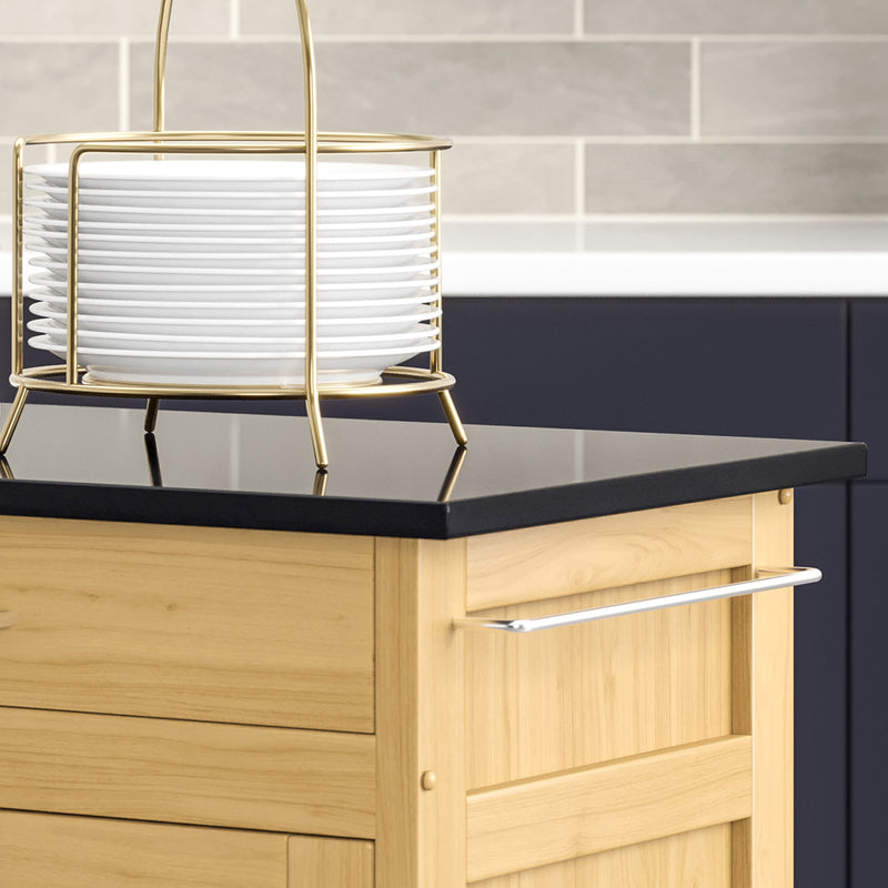 Create-A-Cart - 4 Doors Kitchen Cart - Black Granite Top