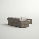Wide Outdoor Wicker Patio Sectional With Cushions & Reversible Design - Gray