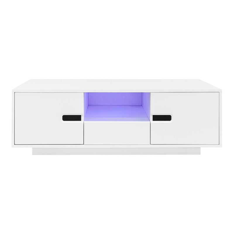 Modern High Glossy Rectangle Coffee Table With 16 Color LED Lights For Living Room