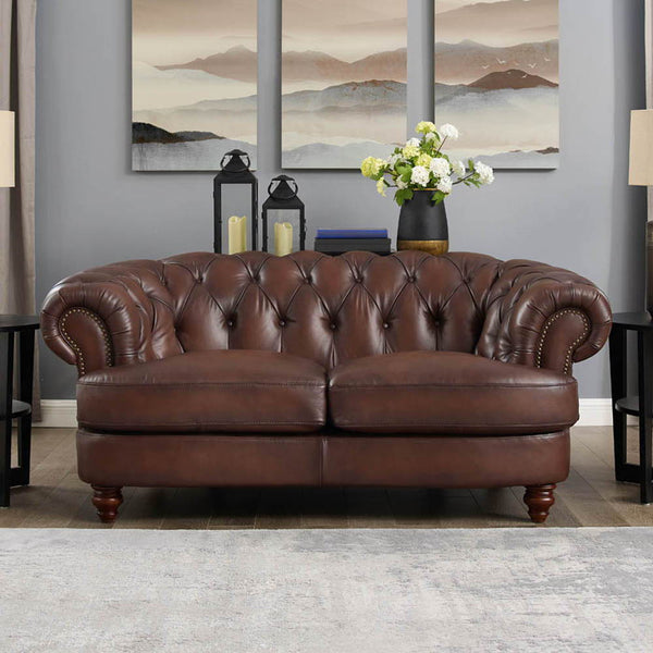 Newport - Leather Loveseat - Caramel