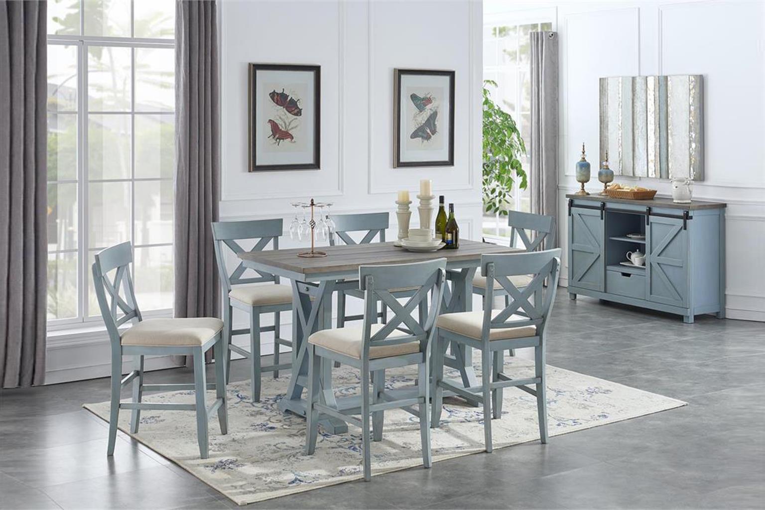 Bar Harbor Counter Height Dining (Aqua Blue)
