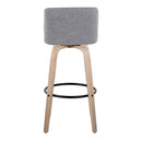 Toriano - Mid-Century Modern Fixed Height BarStool With Round Footrest (Set of 2)