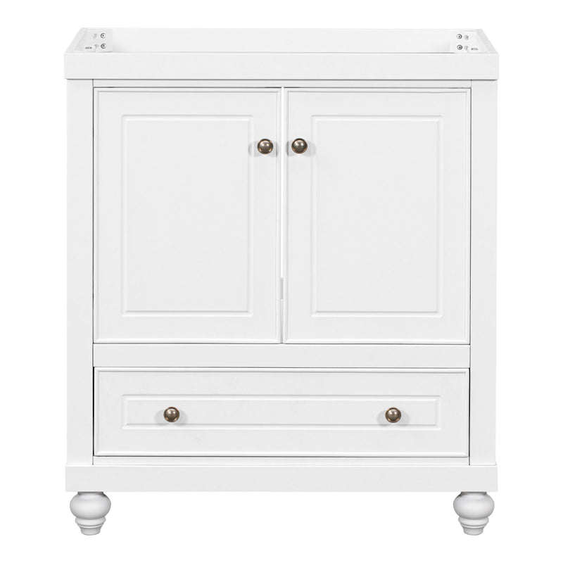 Bathroom Vanity Without Sink, Base Only, Cabinet With Doors And Drawer, Solid Frame And MDF Board - White