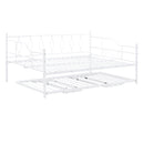 Full Size Metal Daybed with Twin Size Adjustable Trundle, Portable Folding Trundle, White(OLC SKU:MF293730AAK)