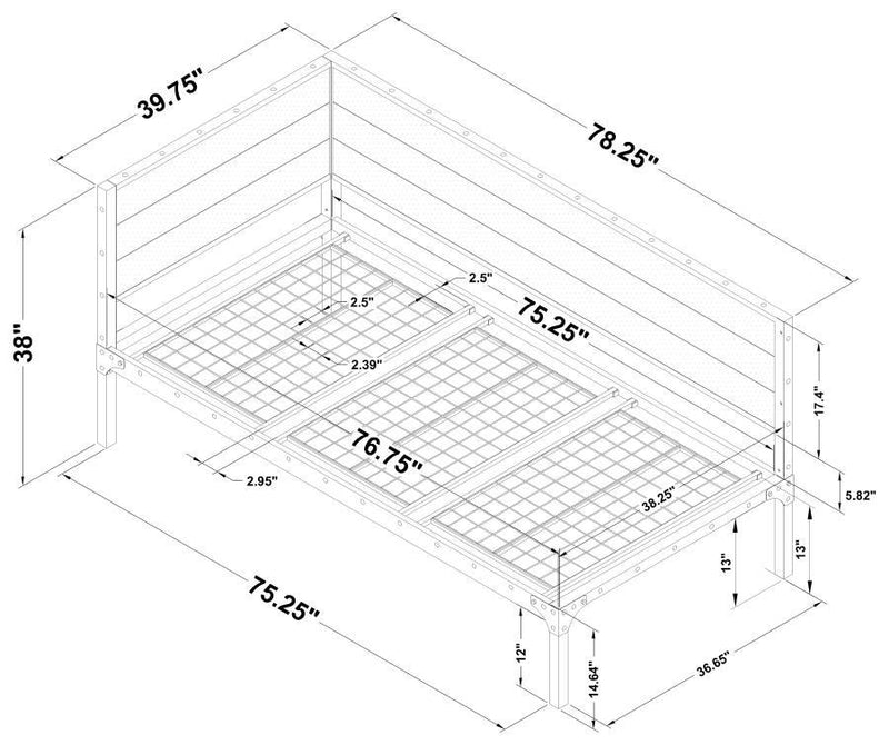 Getler - Metal Twin Daybed - Weathered Chestnut