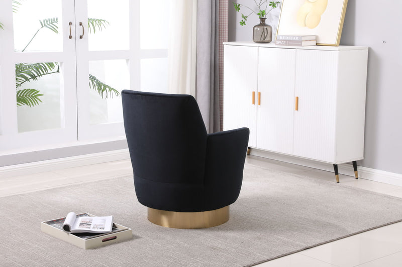 Swivel Barrel Chair, Swivel Accent Chairs Armchair For Living Room, Reading Chairs For Bedroom Comfy, Round Barrel Chairs With Gold Stainless Steel Base