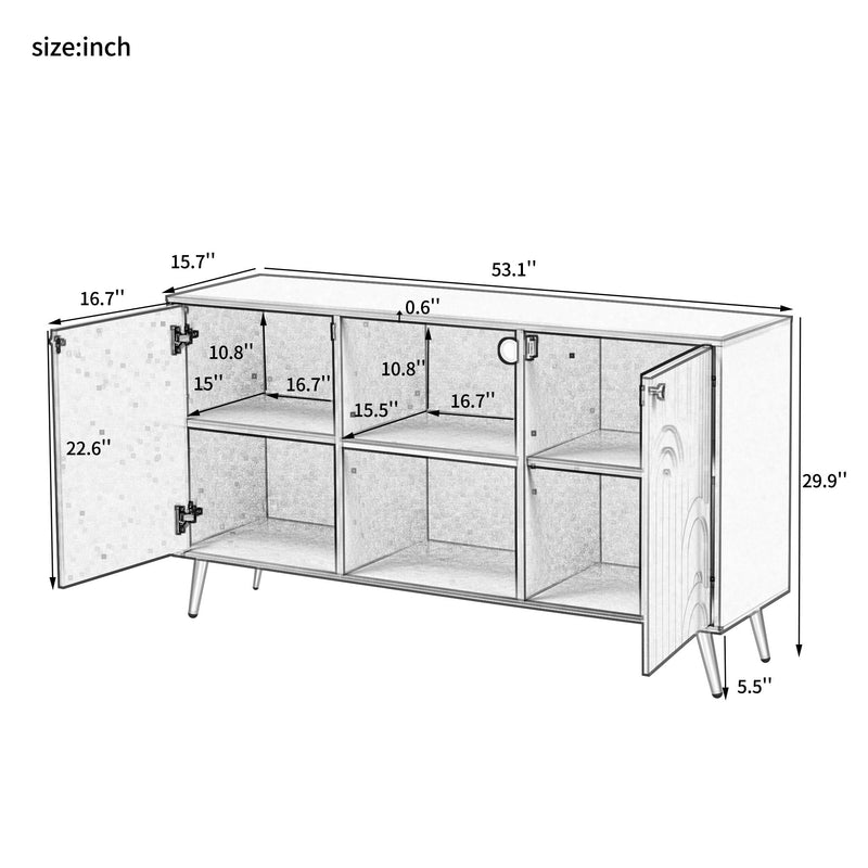 Modern TV Stand With Adjustable Shelf, Handles And Anti-Tip Device