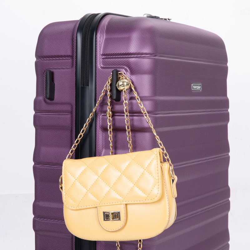 Expandable 3 Piece Luggage Sets Pc Lightweight & Durable Suitcase With Two Hooks, Spinner Wheels, Tsa Lock, (21/25/29) - Dark Purple