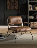 Eacnlz - Accent Chair - Cocoa Top Grain Leather & Matt Iron Finish - Atlantic Fine Furniture Inc